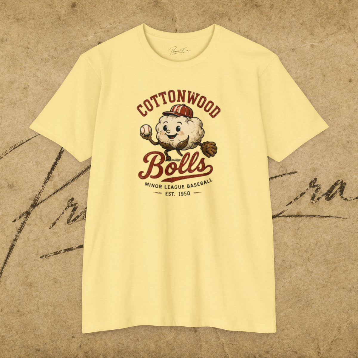 Cottonwood Balls Vintage Baseball T-Shirt — Retro Mascot Tee